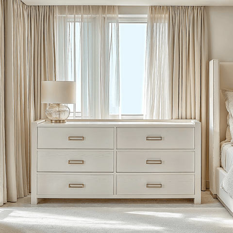 Soho Cream Oak Veneer 6 Drawer Chest