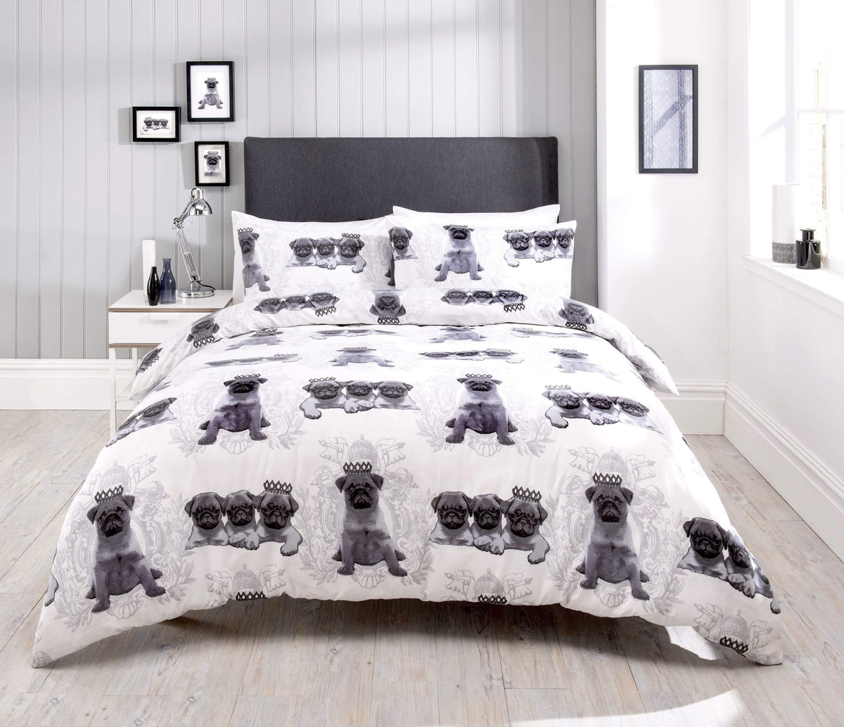 OLIVIA ROCCO Pugs Duvet Cover Set Cotton Rich Bedding With Bold Vibrant Colours Available In Single, Double And King Sizes