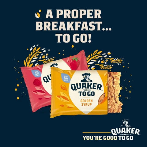 Quaker Porridge To Go Golden Syrup Breakfast Bar 55g (Case of 12)
