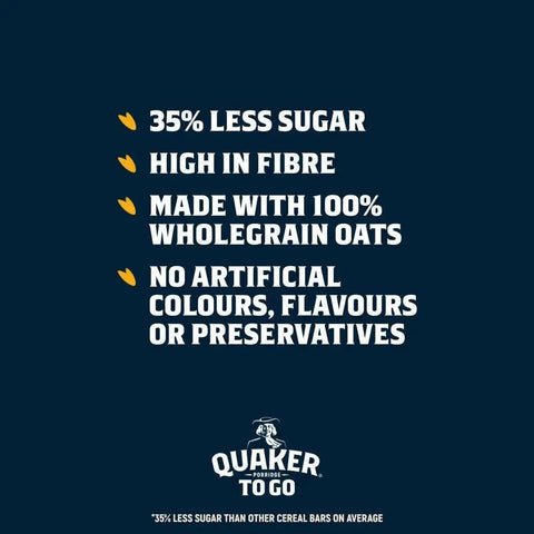 Quaker Porridge To Go Golden Syrup Breakfast Bar 55g (Case of 12)