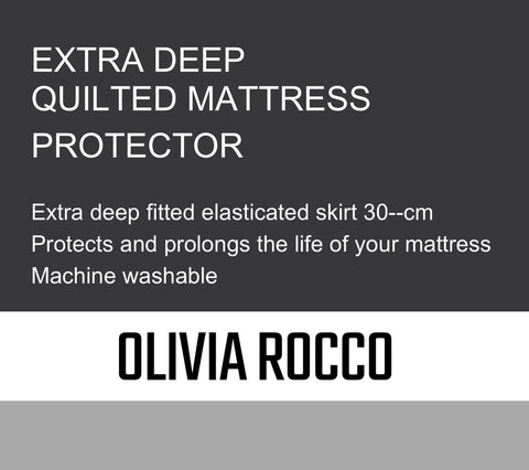 OLIVIA ROCCO Quilted Extra Deep Mattress Protector Microfibre Top Waterproof Reverse Elasticated Side Skirt All Bed Sizes Durable