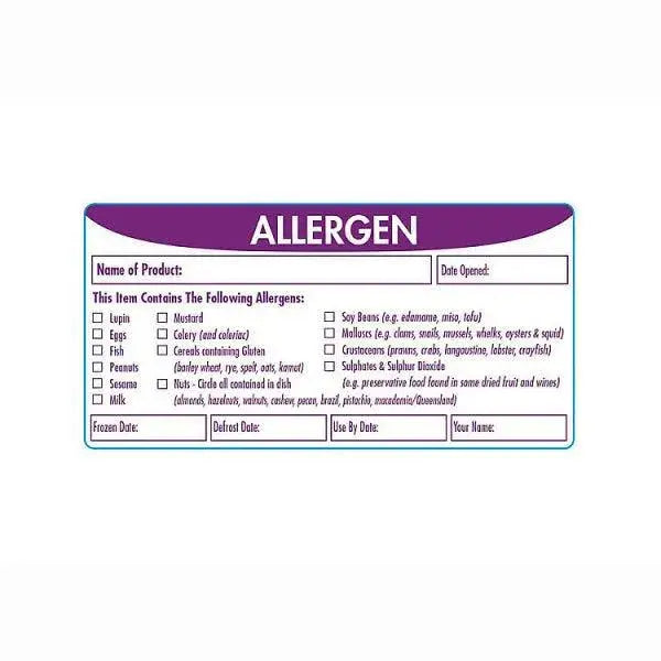 Rectangular adhesive ALLERGEN produce label - Sets of 500