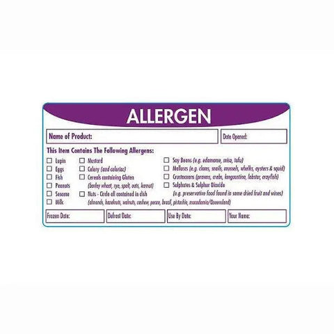 Rectangular adhesive ALLERGEN produce label - Sets of 500