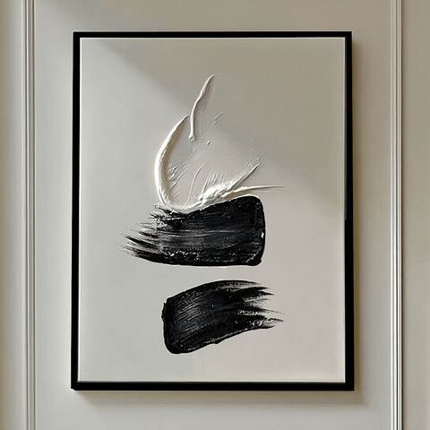 Regent Monochrome 3D Paint Stroke Effect Canvas Wall Art - II