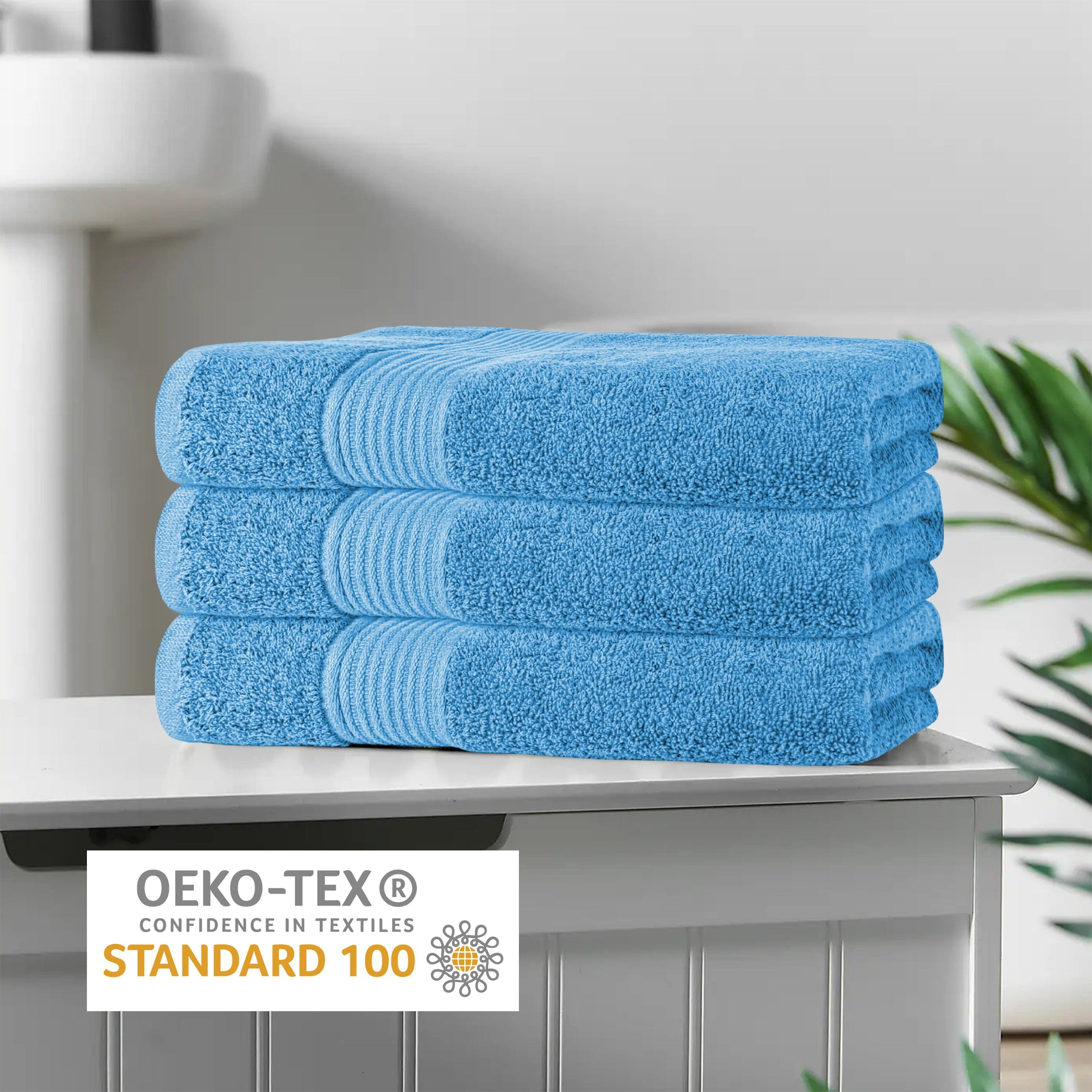 OLIVIA ROCCO Rhodes Towel Aqua 100 Percent Cotton Hotel Quality Soft Super Absorbent Hand Towels Sheets And Face Cloths Premium