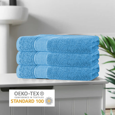 OLIVIA ROCCO Rhodes Towel Aqua 100 Percent Cotton Hotel Quality Soft Super Absorbent Hand Towels Sheets And Face Cloths Premium