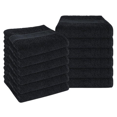 OLIVIA ROCCO Rhodes Towel Black 100 Percent Cotton Hotel Quality Super Absorbent Hand Towels Sheets Face Cloths Set Machine Washable