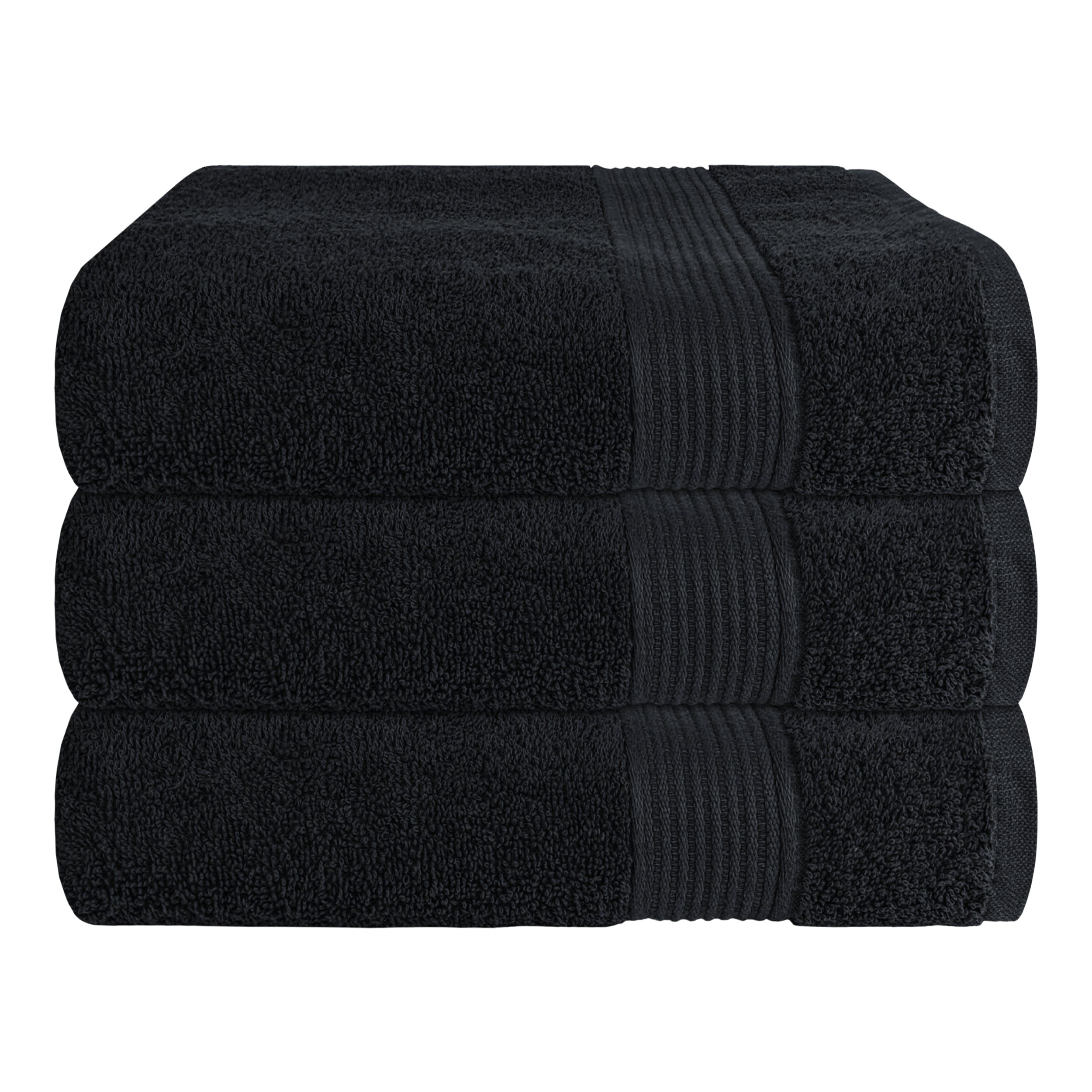 OLIVIA ROCCO Rhodes Towel Black 100 Percent Cotton Hotel Quality Super Absorbent Hand Towels Sheets Face Cloths Set Machine Washable
