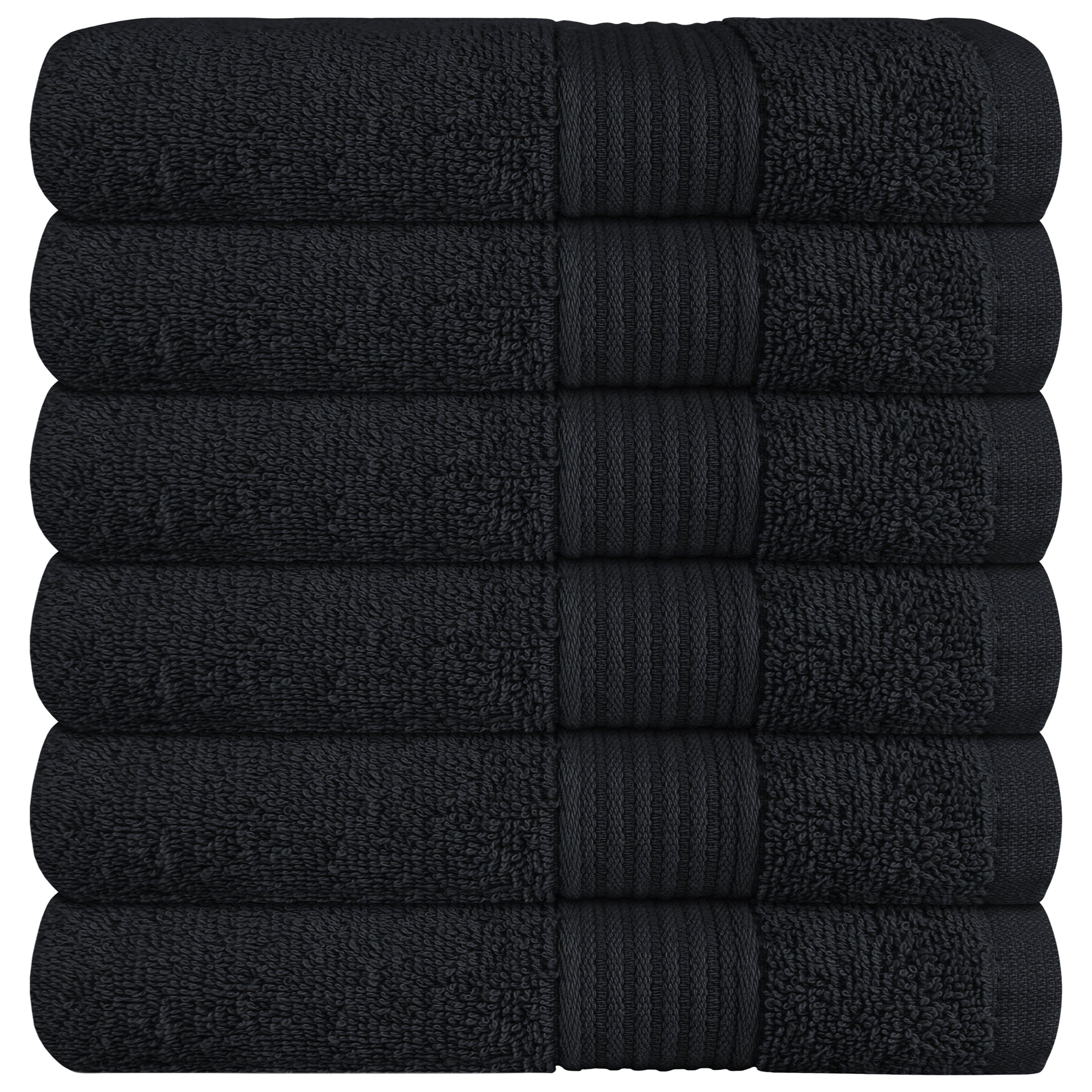 OLIVIA ROCCO Rhodes Towel Black 100 Percent Cotton Hotel Quality Super Absorbent Hand Towels Sheets Face Cloths Set Machine Washable