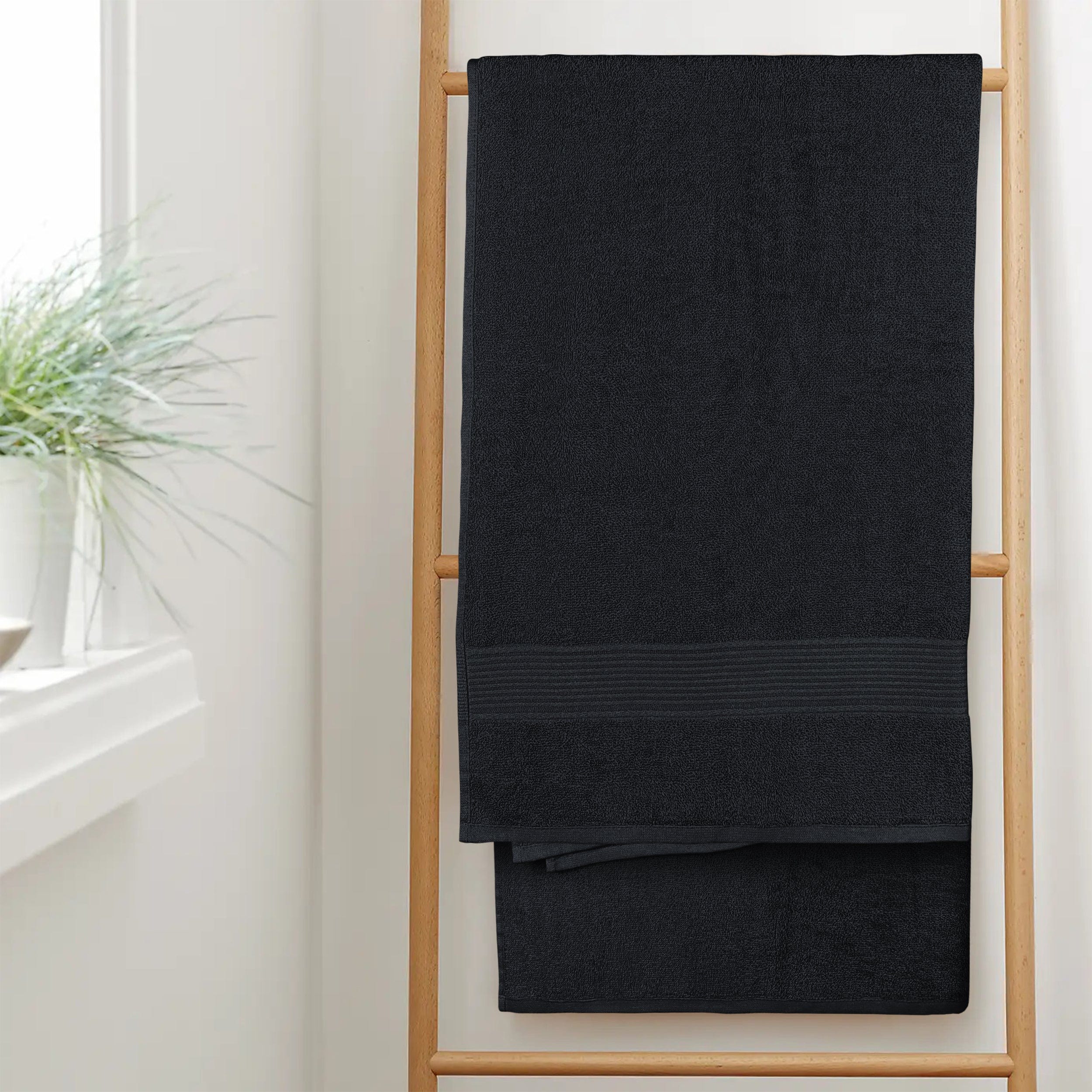 OLIVIA ROCCO Rhodes Towel Black 100 Percent Cotton Hotel Quality Super Absorbent Hand Towels Sheets Face Cloths Set Machine Washable