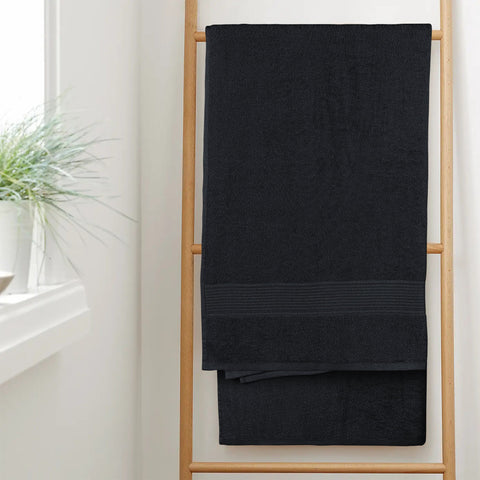 OLIVIA ROCCO Rhodes Towel Black 100 Percent Cotton Hotel Quality Super Absorbent Hand Towels Sheets Face Cloths Set Machine Washable