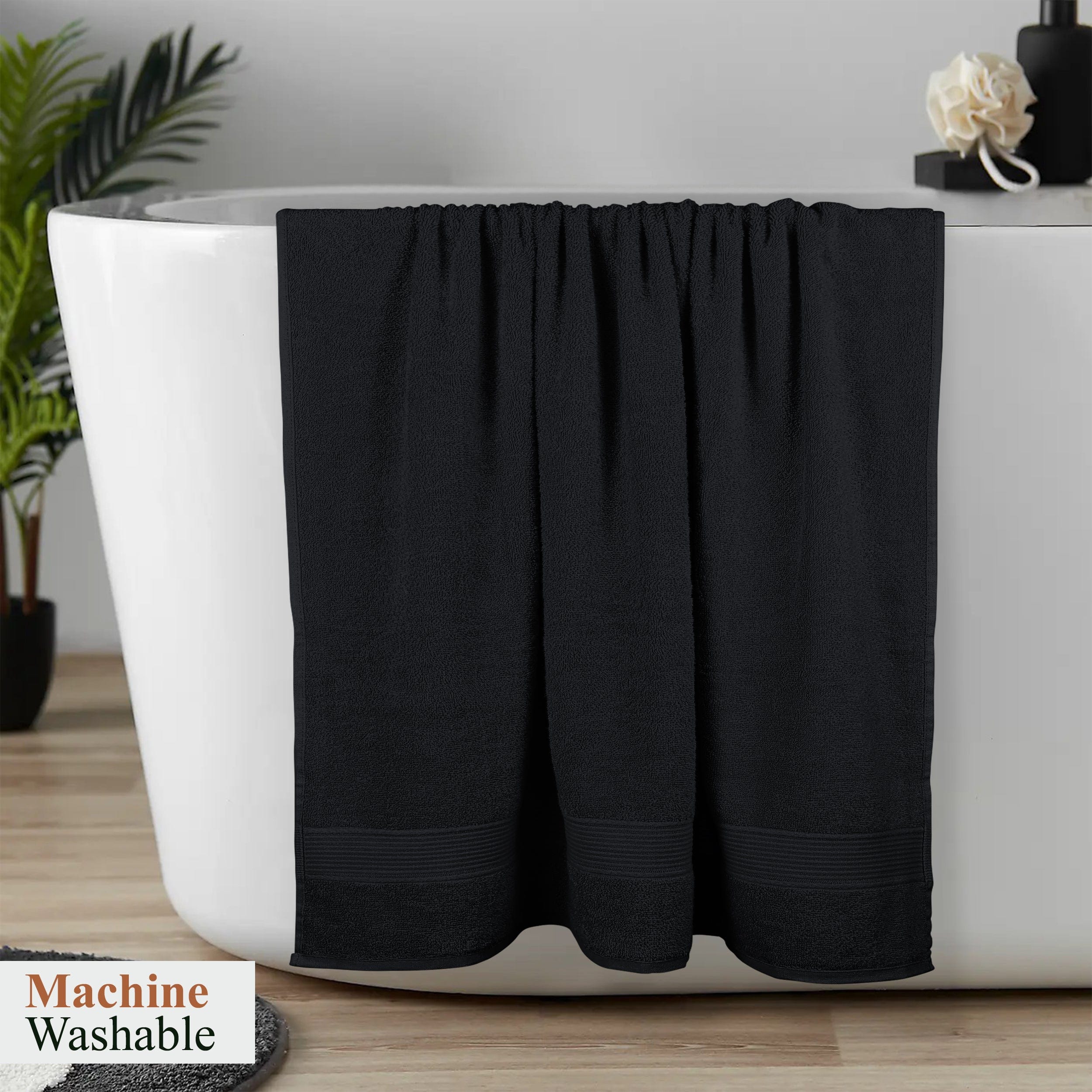 OLIVIA ROCCO Rhodes Towel Black 100 Percent Cotton Hotel Quality Super Absorbent Hand Towels Sheets Face Cloths Set Machine Washable