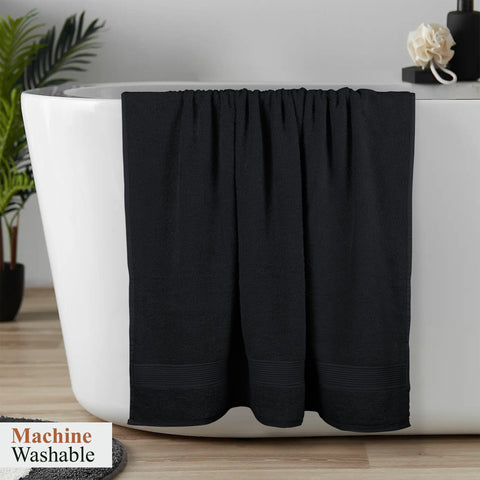 OLIVIA ROCCO Rhodes Towel Black 100 Percent Cotton Hotel Quality Super Absorbent Hand Towels Sheets Face Cloths Set Machine Washable