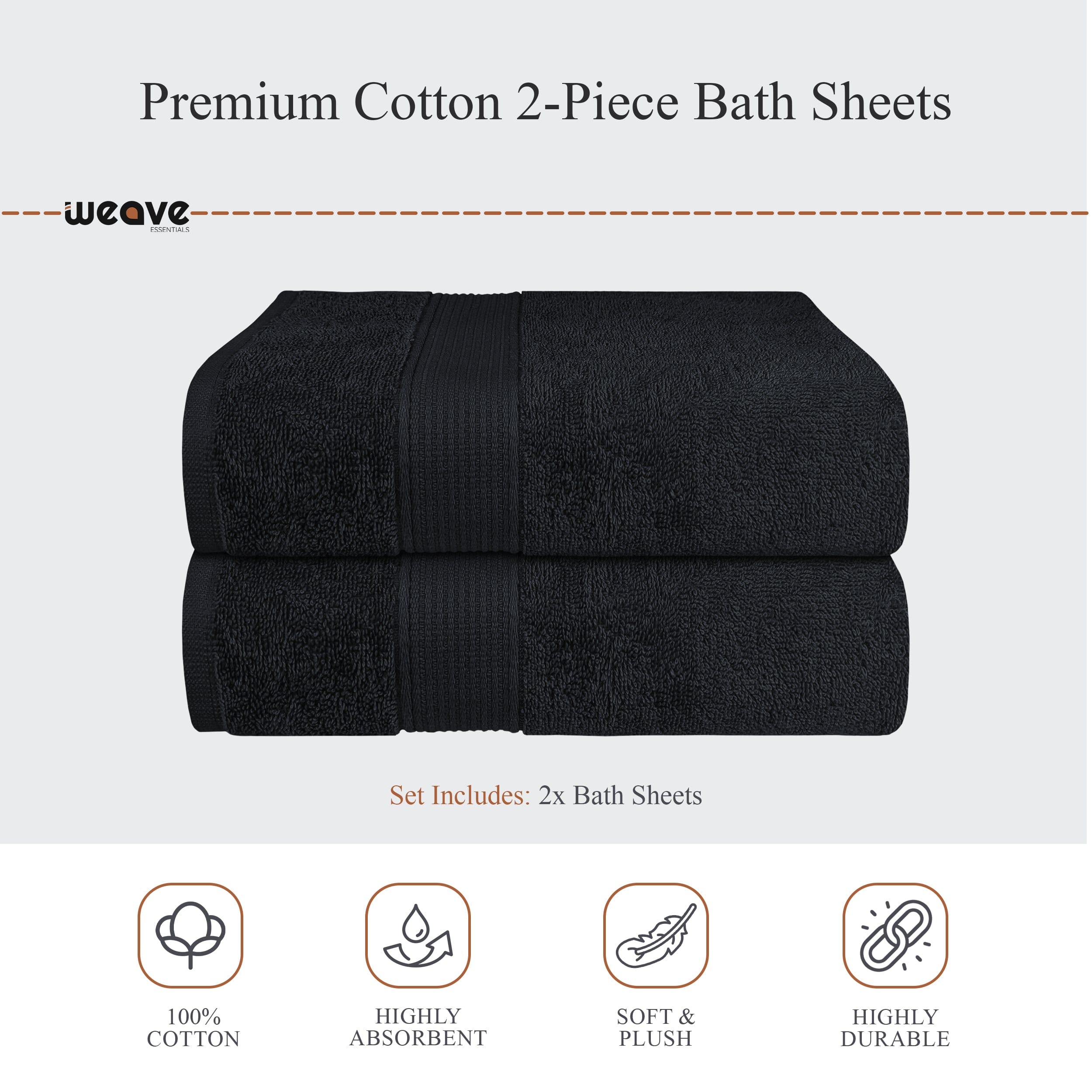 OLIVIA ROCCO Rhodes Towel Black 100 Percent Cotton Hotel Quality Super Absorbent Hand Towels Sheets Face Cloths Set Machine Washable