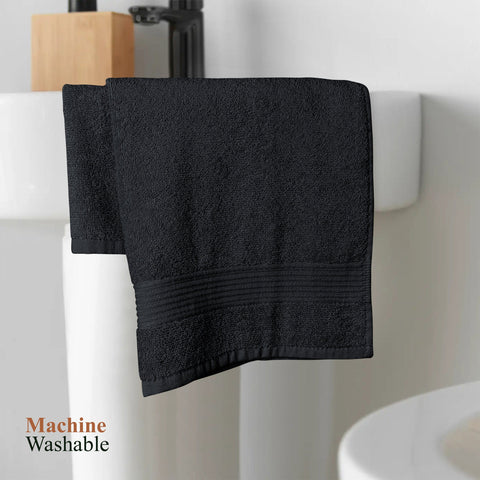 OLIVIA ROCCO Rhodes Towel Black 100 Percent Cotton Hotel Quality Super Absorbent Hand Towels Sheets Face Cloths Set Machine Washable
