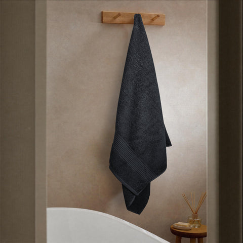 OLIVIA ROCCO Rhodes Towel Black 100 Percent Cotton Hotel Quality Super Absorbent Hand Towels Sheets Face Cloths Set Machine Washable