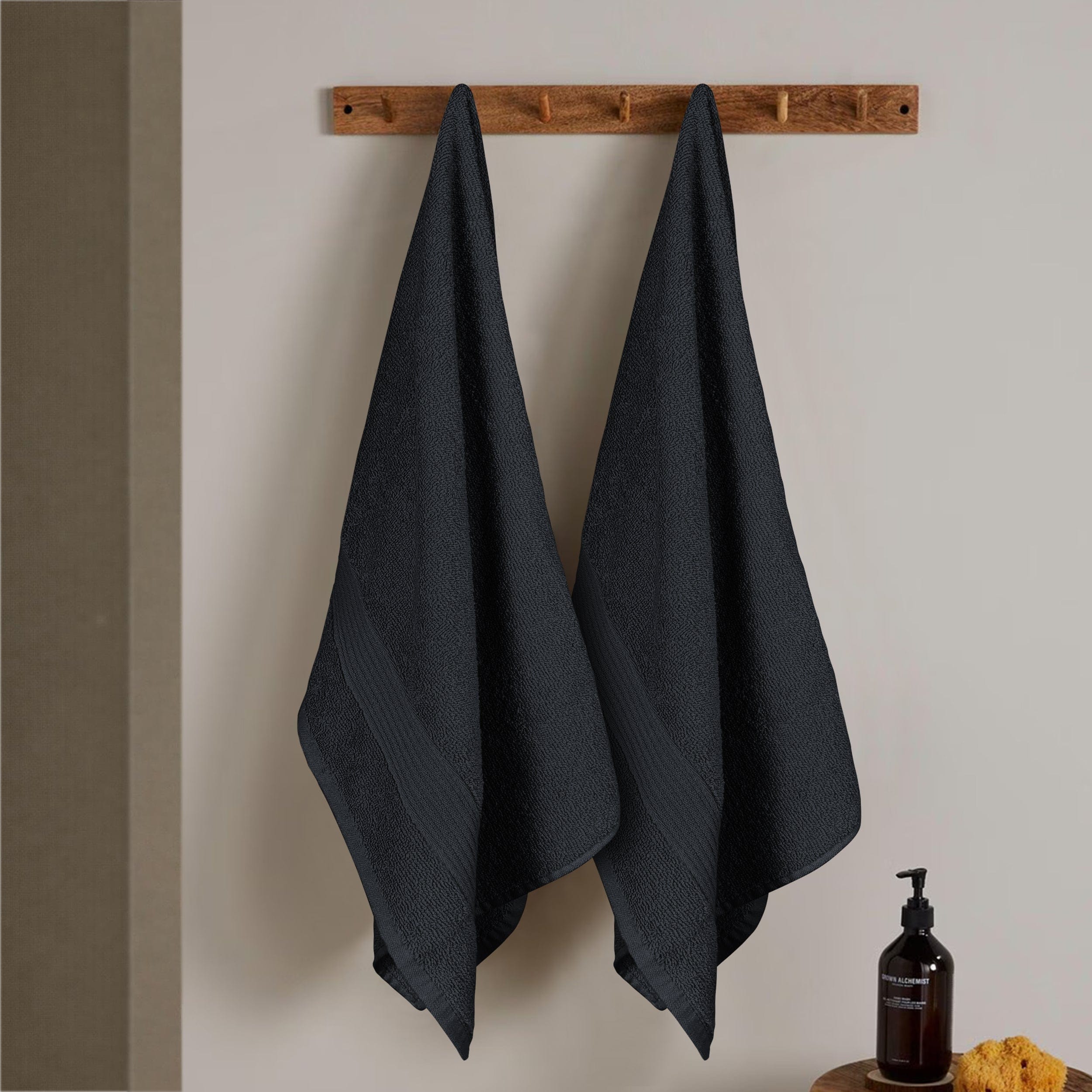 OLIVIA ROCCO Rhodes Towel Black 100 Percent Cotton Hotel Quality Super Absorbent Hand Towels Sheets Face Cloths Set Machine Washable