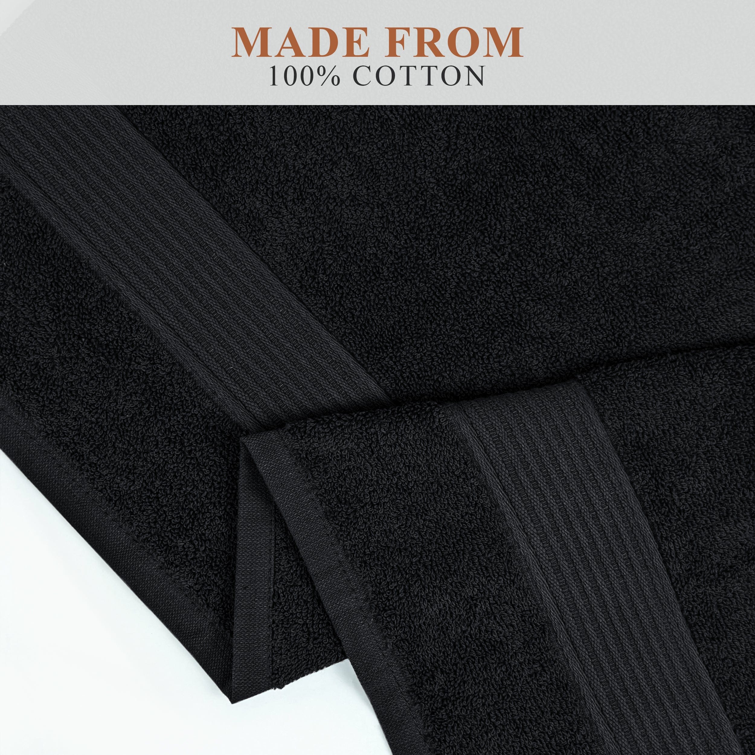 OLIVIA ROCCO Rhodes Towel Black 100 Percent Cotton Hotel Quality Super Absorbent Hand Towels Sheets Face Cloths Set Machine Washable