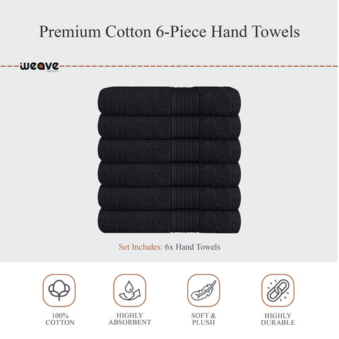 OLIVIA ROCCO Rhodes Towel Black 100 Percent Cotton Hotel Quality Super Absorbent Hand Towels Sheets Face Cloths Set Machine Washable