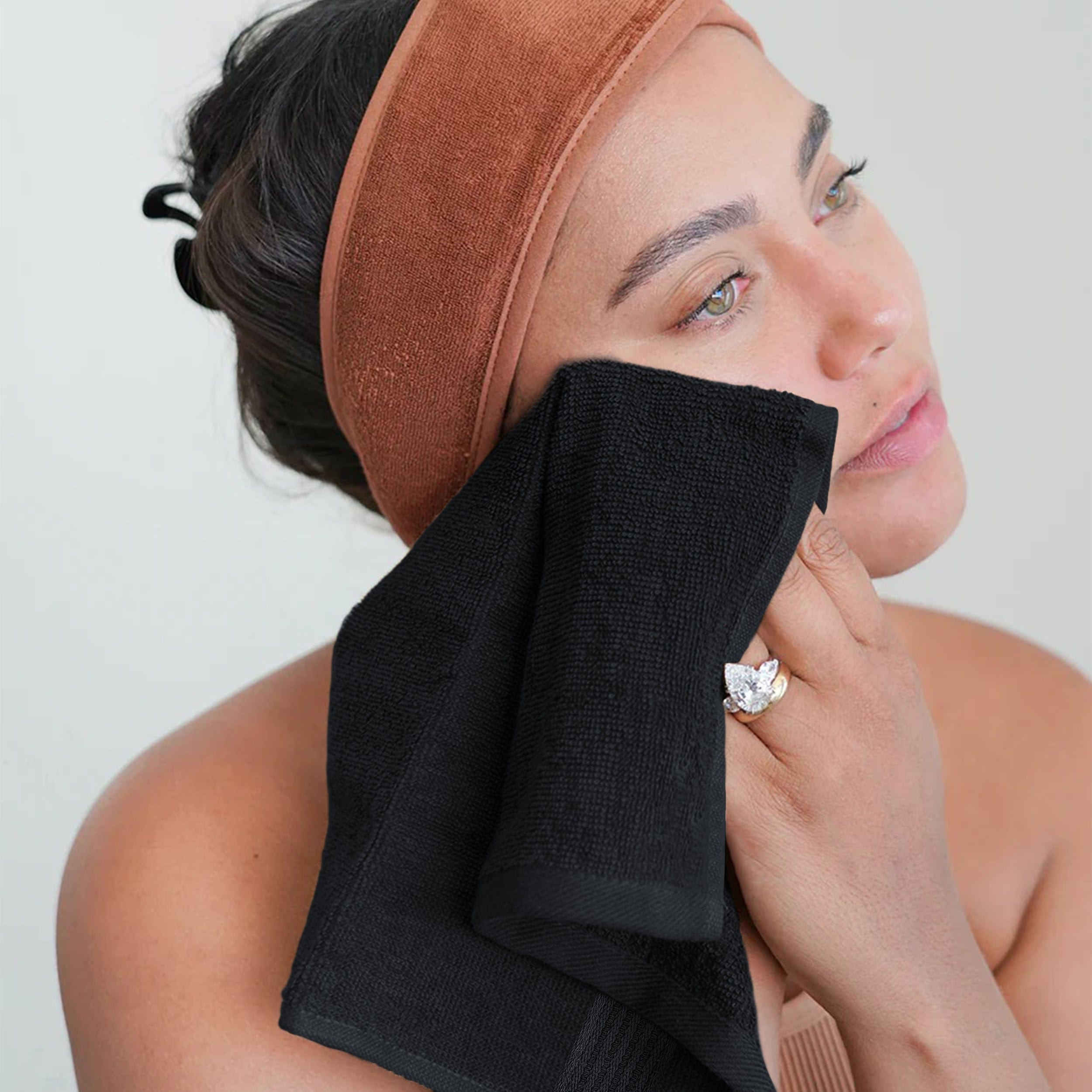 OLIVIA ROCCO Rhodes Towel Black 100 Percent Cotton Hotel Quality Super Absorbent Hand Towels Sheets Face Cloths Set Machine Washable