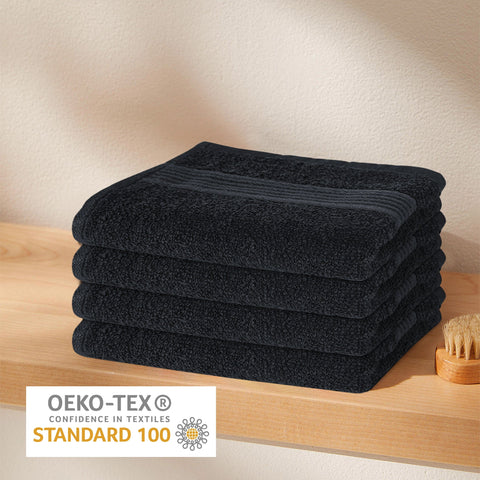 OLIVIA ROCCO Rhodes Towel Black 100 Percent Cotton Hotel Quality Super Absorbent Hand Towels Sheets Face Cloths Set Machine Washable