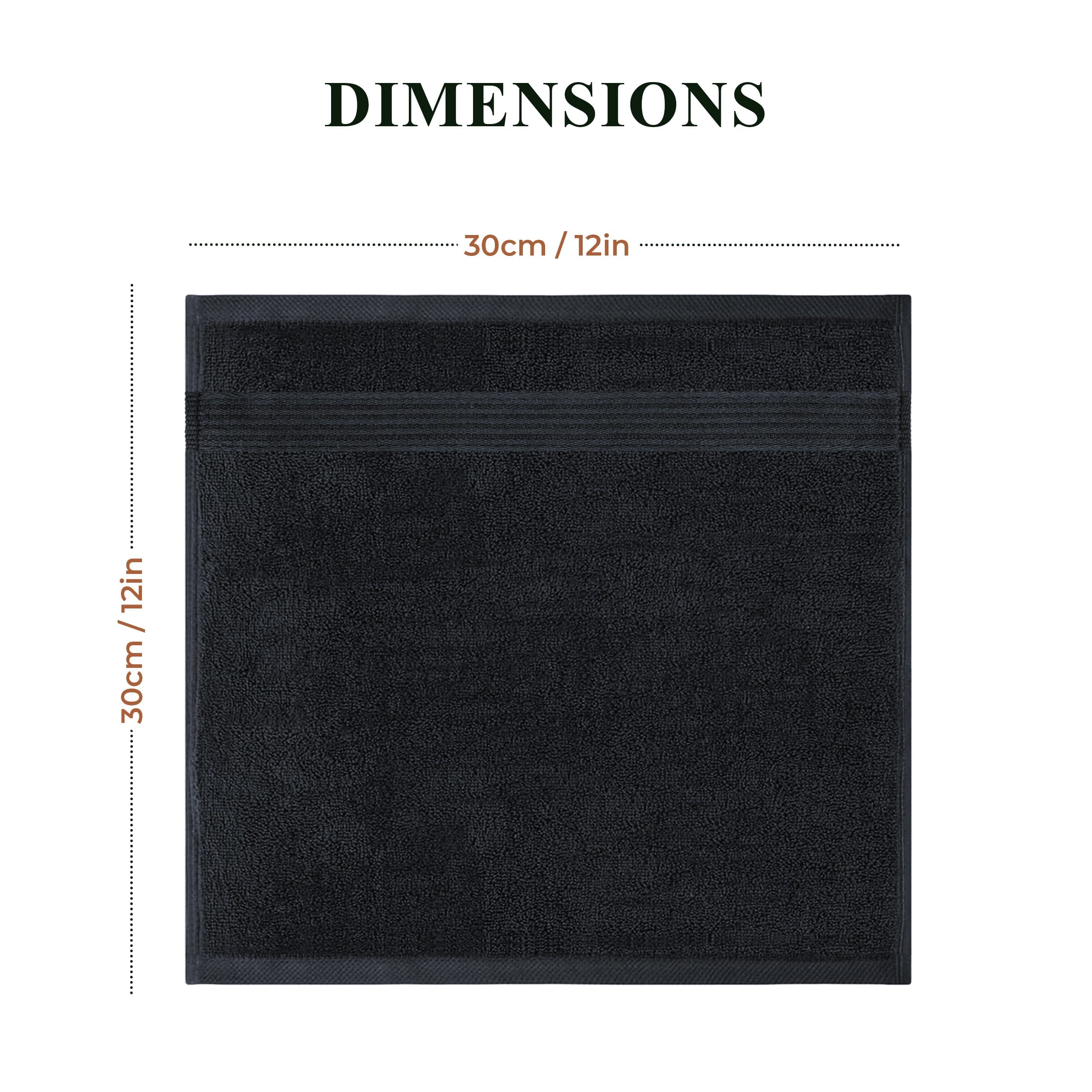 OLIVIA ROCCO Rhodes Towel Black 100 Percent Cotton Hotel Quality Super Absorbent Hand Towels Sheets Face Cloths Set Machine Washable