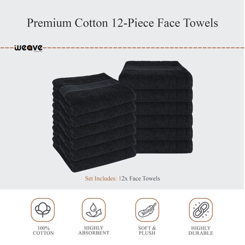 OLIVIA ROCCO Rhodes Towel Black 100 Percent Cotton Hotel Quality Super Absorbent Hand Towels Sheets Face Cloths Set Machine Washable