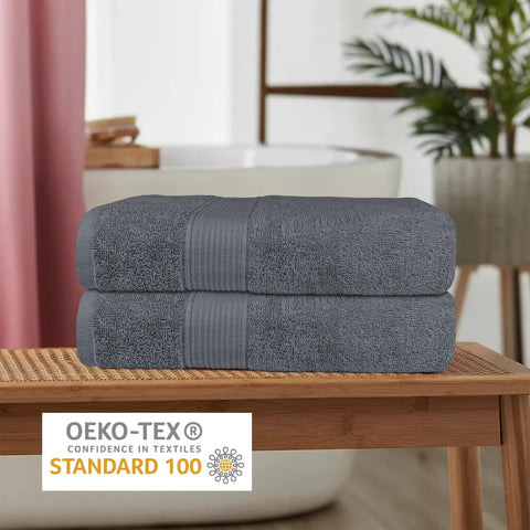 OLIVIA ROCCO Rhodes Towel Grey 100 Percent Cotton Hotel Quality Soft Super Absorbent Hand Bath Towels Sheets Face Cloths Set Includes Washcloths
