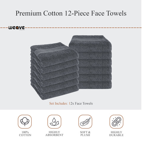 OLIVIA ROCCO Rhodes Towel Grey 100 Percent Cotton Hotel Quality Soft Super Absorbent Hand Bath Towels Sheets Face Cloths Set Includes Washcloths