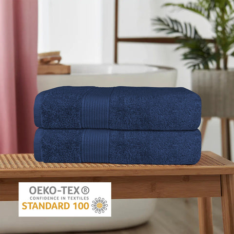 OLIVIA ROCCO Rhodes Towel Royal Blue 100% Cotton Hotel Quality Soft Super Absorbent Hand Bath Towels Sheets And Face Cloths