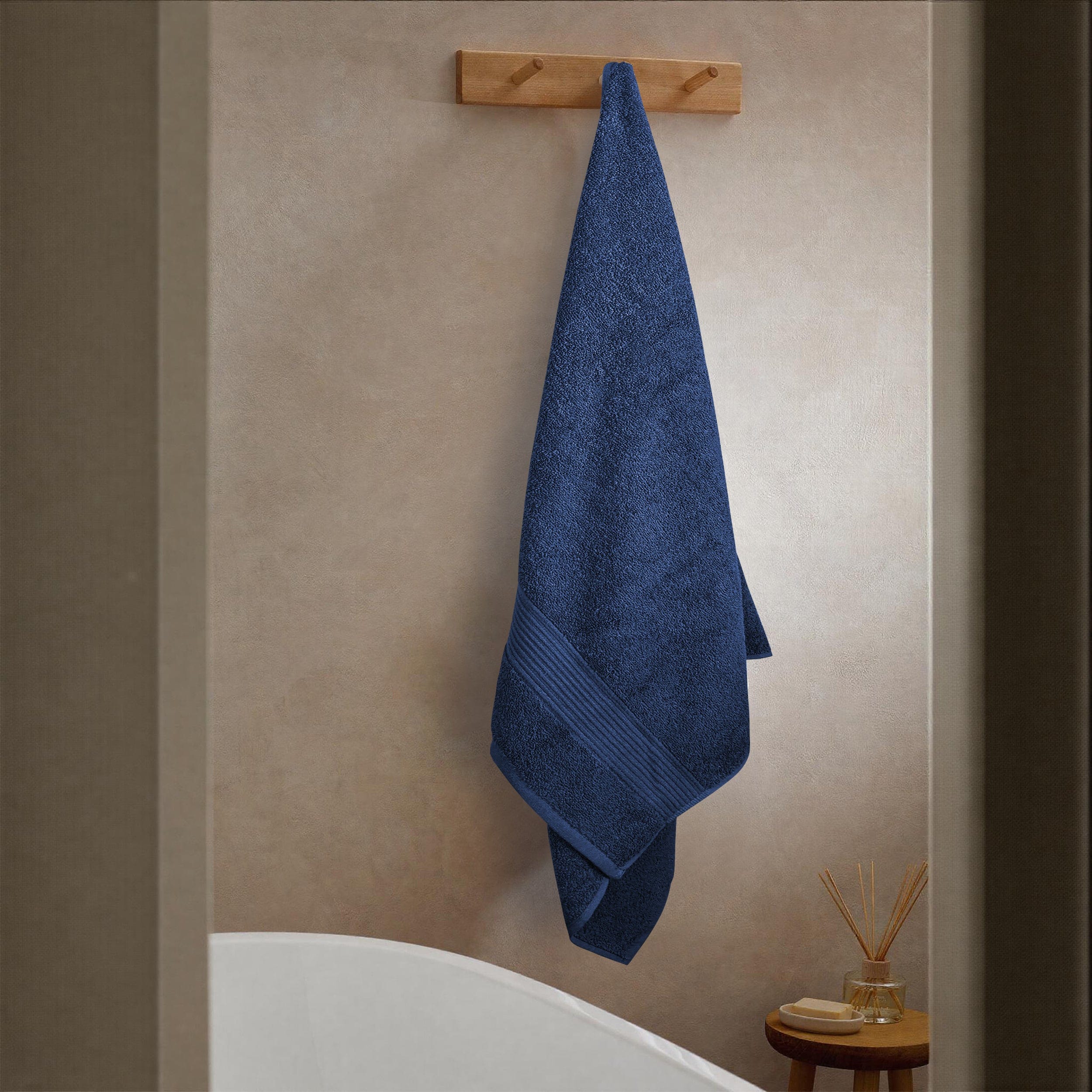 OLIVIA ROCCO Rhodes Towel Royal Blue 100% Cotton Hotel Quality Soft Super Absorbent Hand Bath Towels Sheets And Face Cloths