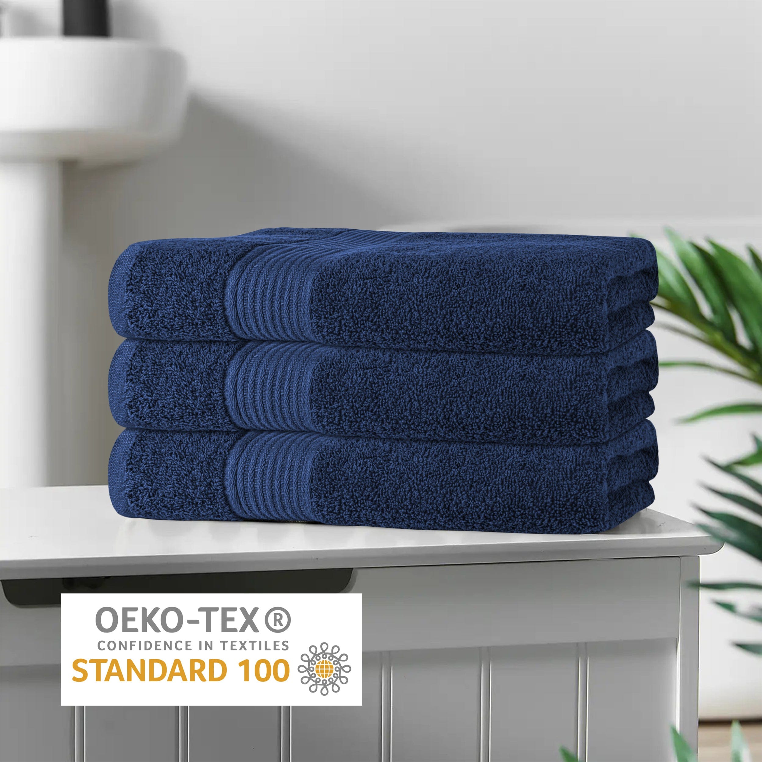 OLIVIA ROCCO Rhodes Towel Royal Blue 100% Cotton Hotel Quality Soft Super Absorbent Hand Bath Towels Sheets And Face Cloths