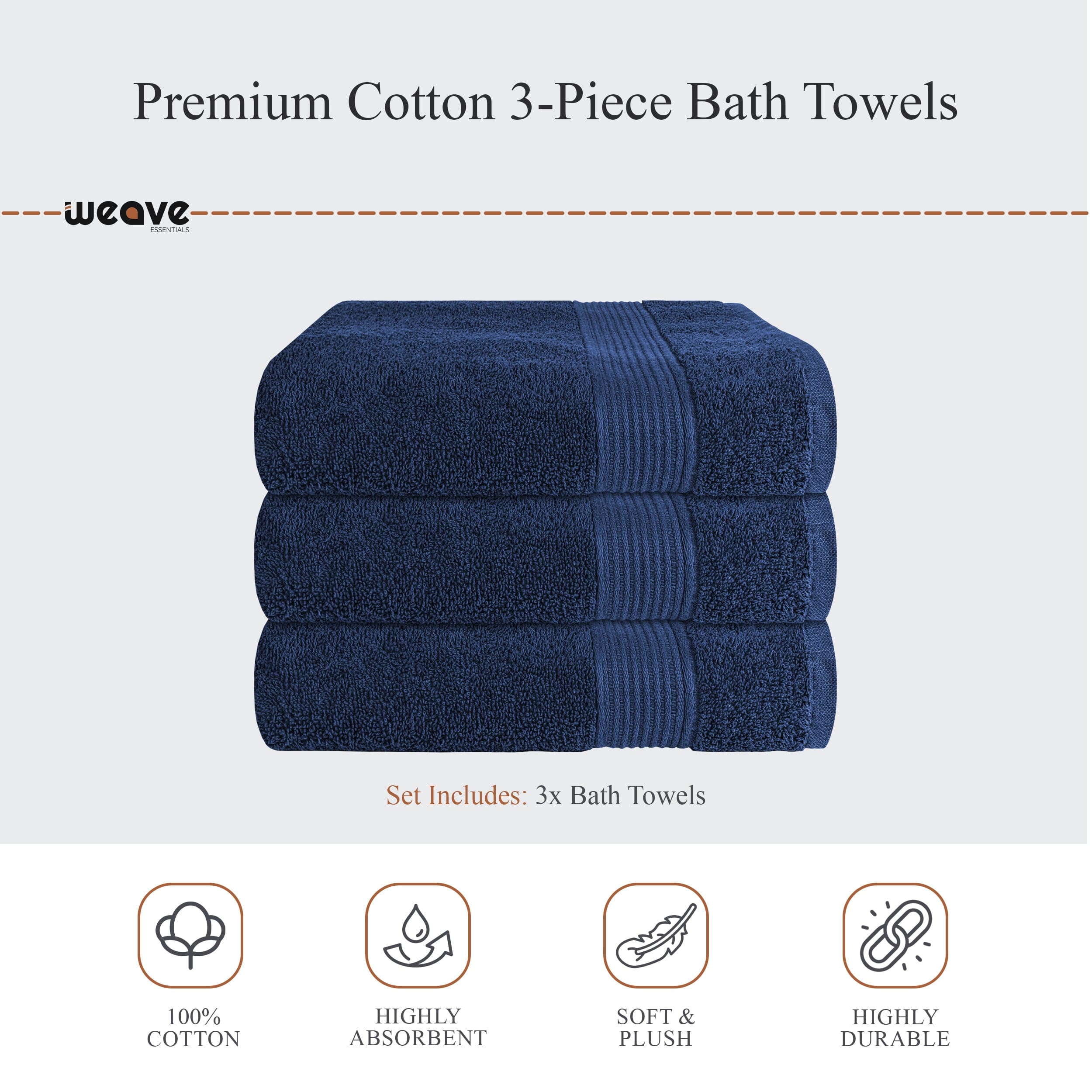 OLIVIA ROCCO Rhodes Towel Royal Blue 100% Cotton Hotel Quality Soft Super Absorbent Hand Bath Towels Sheets And Face Cloths