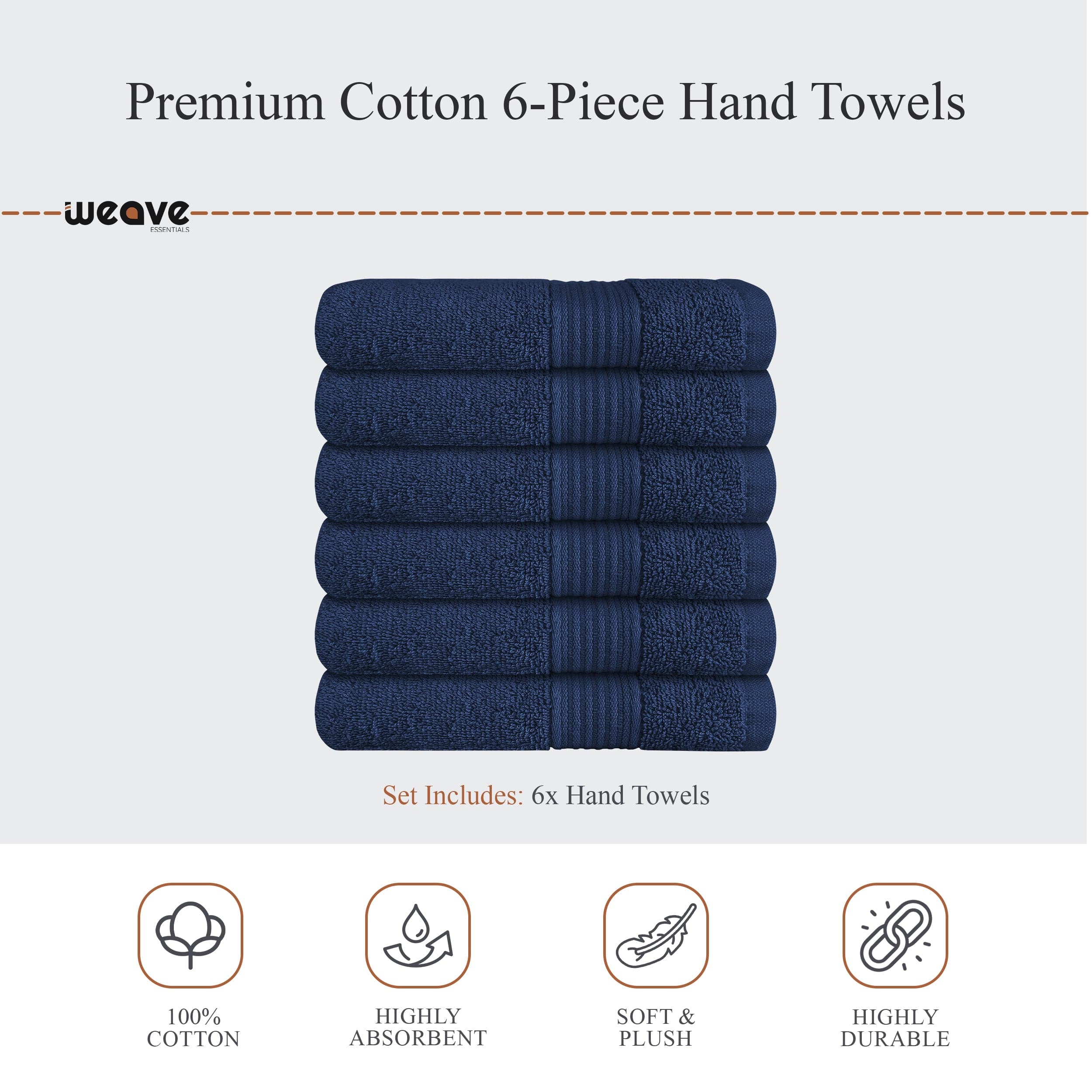 OLIVIA ROCCO Rhodes Towel Royal Blue 100% Cotton Hotel Quality Soft Super Absorbent Hand Bath Towels Sheets And Face Cloths