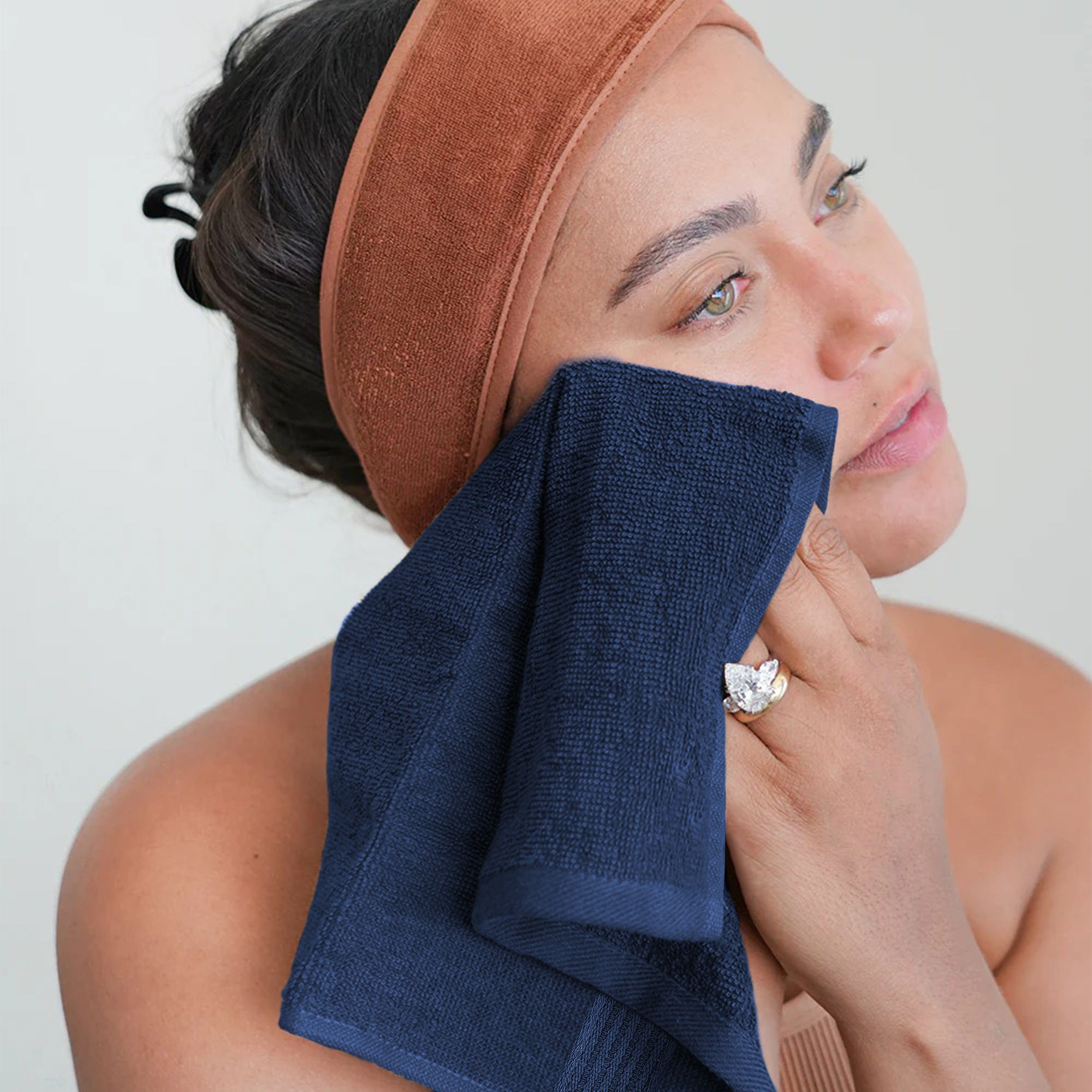 OLIVIA ROCCO Rhodes Towel Royal Blue 100% Cotton Hotel Quality Soft Super Absorbent Hand Bath Towels Sheets And Face Cloths