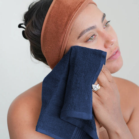 OLIVIA ROCCO Rhodes Towel Royal Blue 100% Cotton Hotel Quality Soft Super Absorbent Hand Bath Towels Sheets And Face Cloths