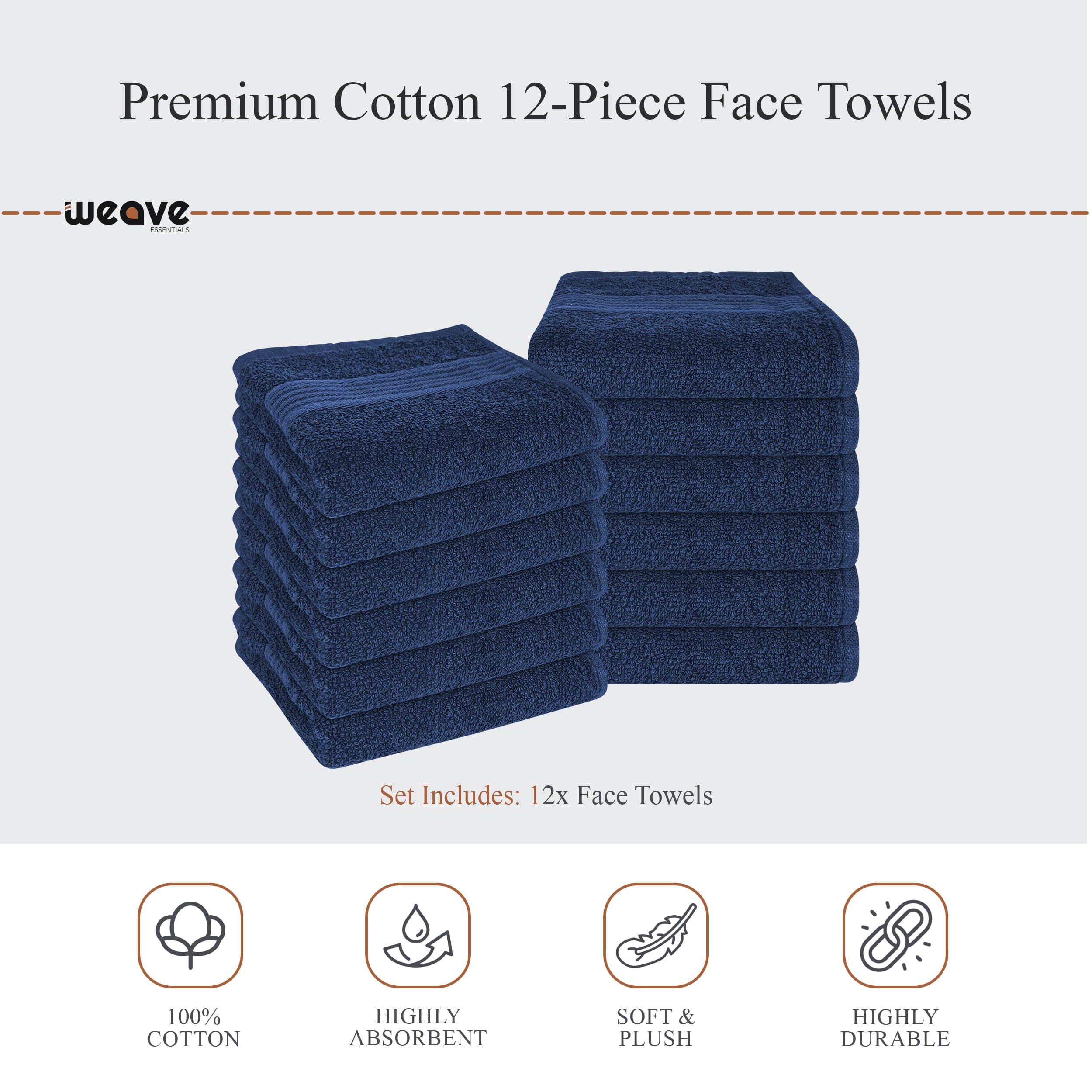 OLIVIA ROCCO Rhodes Towel Royal Blue 100% Cotton Hotel Quality Soft Super Absorbent Hand Bath Towels Sheets And Face Cloths