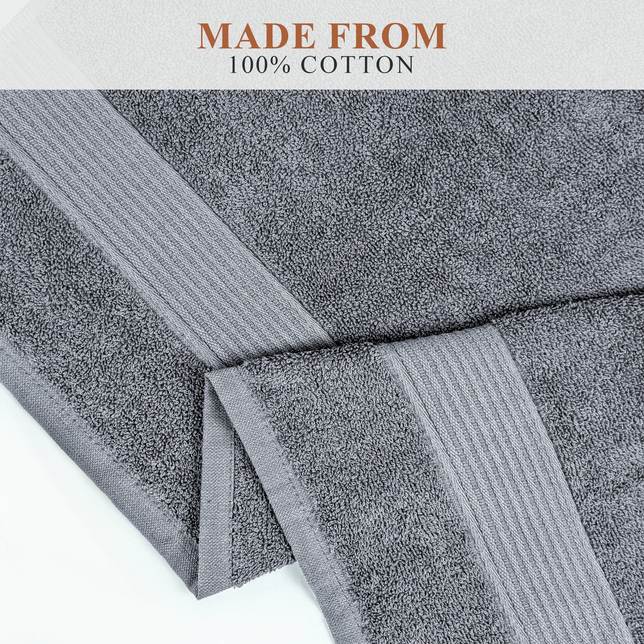 OLIVIA ROCCO Rhodes Towel Silver 100 Percent Cotton Hotel Quality Soft And Ultra Absorbent Hand Bath Towels Sheets And Face Cloths Set