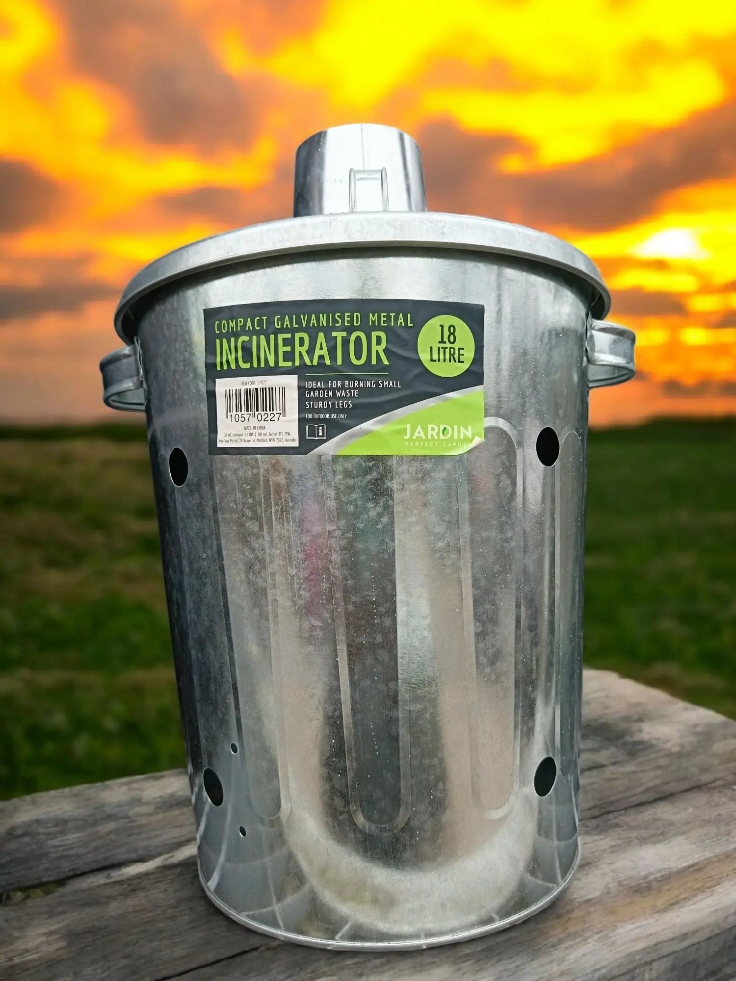 Heavy Duty Galvanised Metal Fire Burning Incinerator Bins With Lids & Handles