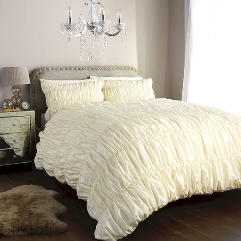 OLIVIA ROCCO Duvet Set Ruched Ruffles Cotton Rich Luxury OEKO TEX Certified Multiple Sizes And Colours England Design Collection