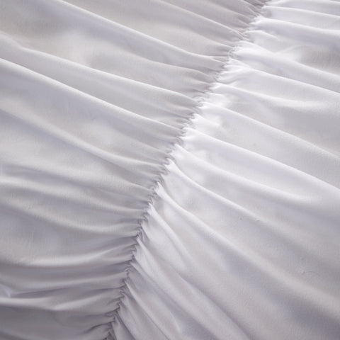 OLIVIA ROCCO Ruched White Microfibre Duvet Cover Set With Pillowcases Ruffle Bedding For Modern Bedrooms Soft Easy Care