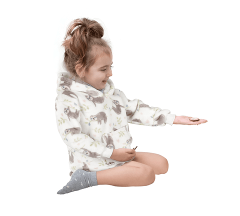 OLIVIA ROCCO Daisy Dreamer Kids Hoodie Blanket Safari Sloth Wearable Sweatshirt For Toddlers 0-4 Unisex With Kangaroo Pocket And Soft Fleece Lining