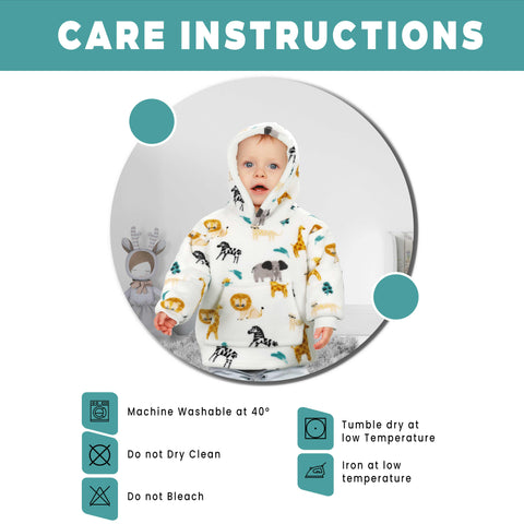 OLIVIA ROCCO Daisy Dreamer Kids Hoodie Blanket Safari Sloth Wearable Sweatshirt For Toddlers 0-4 Unisex With Kangaroo Pocket And Soft Fleece Lining