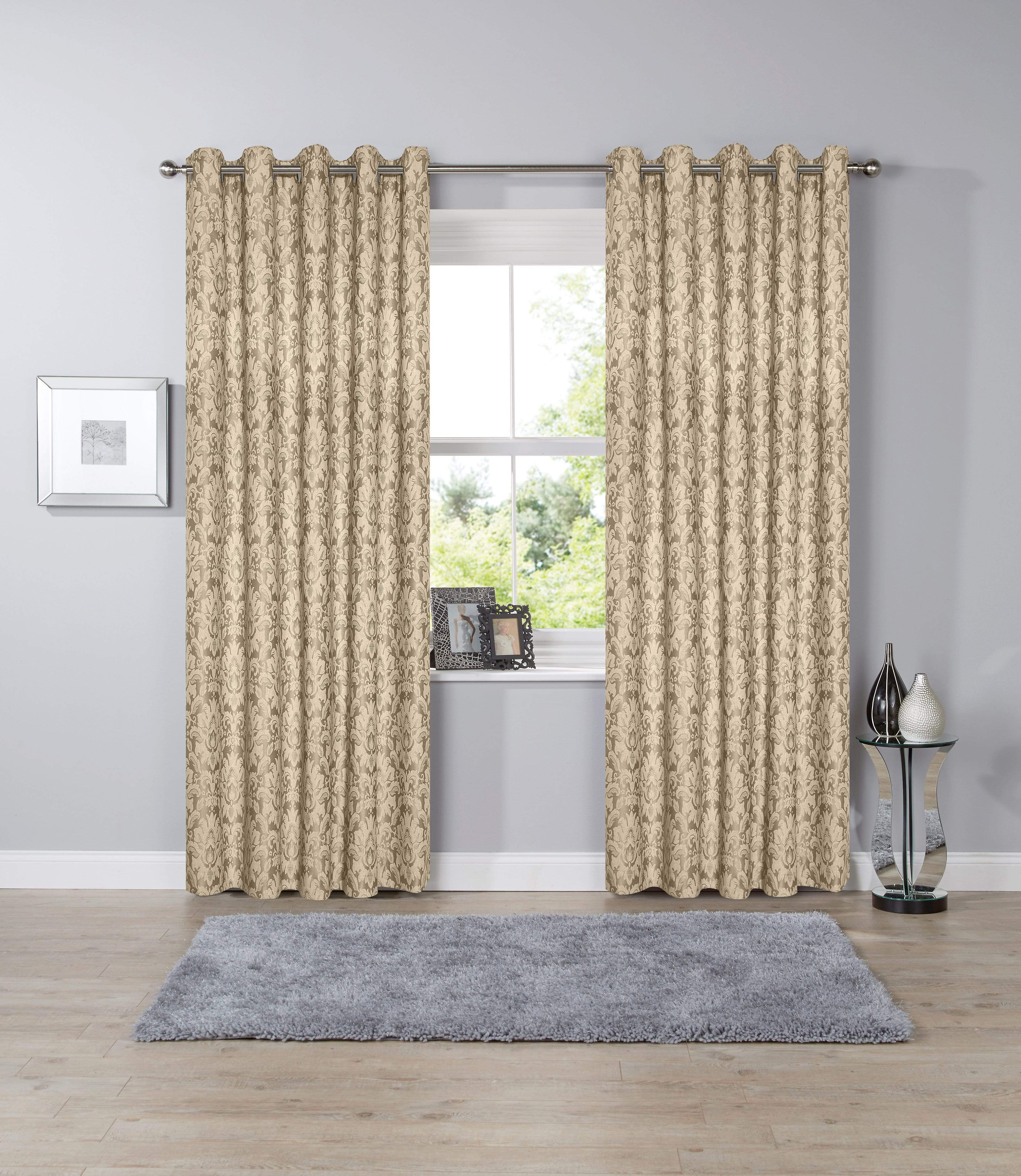 OLIVIA ROCCO Savoy Hand Woven Jacquard Curtains Cotton Blend Eyelet Ring Top OEKO-TEX Certified Bedroom Living Room Panels Multiple Colors