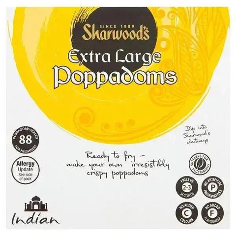 Sharwoods Extra Large Plain Poppodoms 1kg