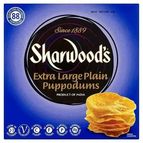 Sharwoods Extra Large Plain Poppodoms 1kg