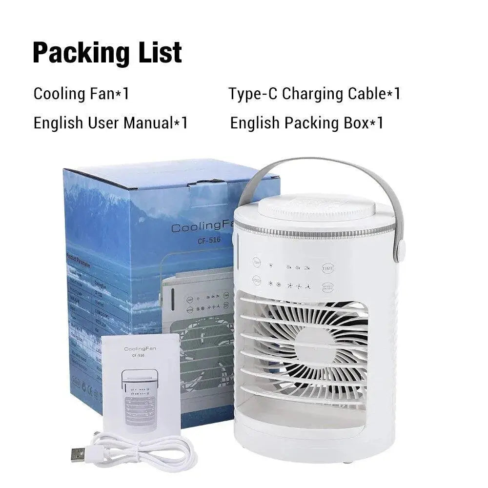Small USB Water Cooliing Portable Air Spray Ambiant Light Fan