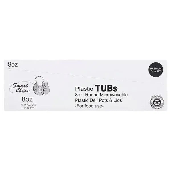 Smart Choice Plastic Tubs 8oz - Sets of 25