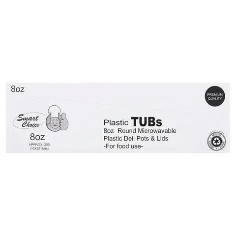 Smart Choice Plastic Tubs 8oz - Sets of 25