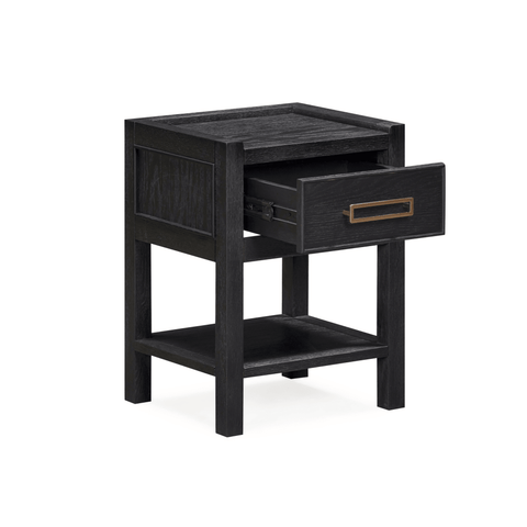Soho Black Oak Veneer 1 Drawer Bedside Table